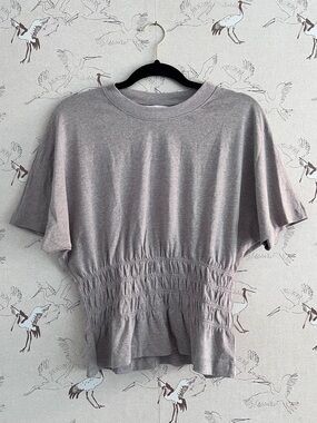 H&M brown smocked peplum top cotton
